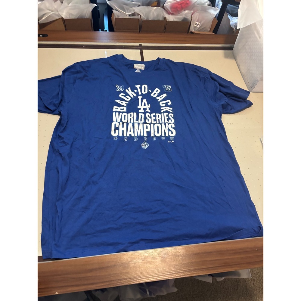 059 Fanatics LA Dodgers Back-to-Back World Series Champions T-Shirt Blue 4XLT